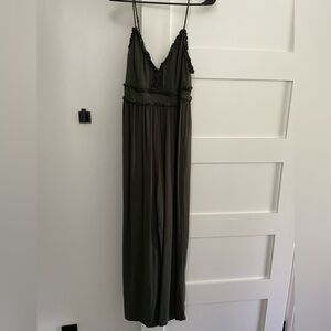 Francesca’s olive green wide leg jumpsuit